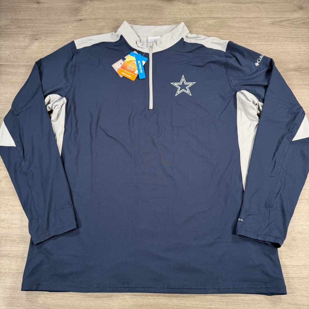 Columbia Dallas Cowboys Quarter Zip Tech Trail Performance Men's XL Navy Blue